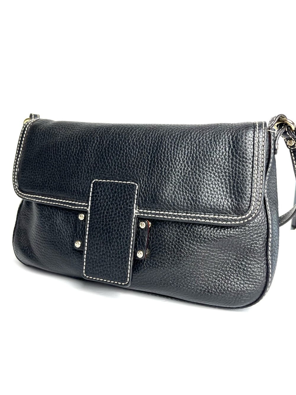 Kate Spade Black Polkadot Clutch Timeless Everyday Bag Purse White Stitch